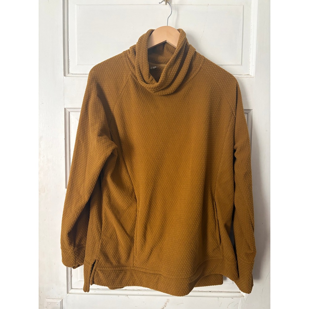 Womens Gold MTA Sports Honeycomb Pattern Cowl Neck Pullover Layer, Size XL